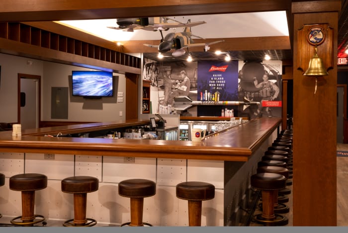 All aspects of American Dunes honors those who have served, including the CAVU Fighter Squadron Bar, which features military memorabilia.